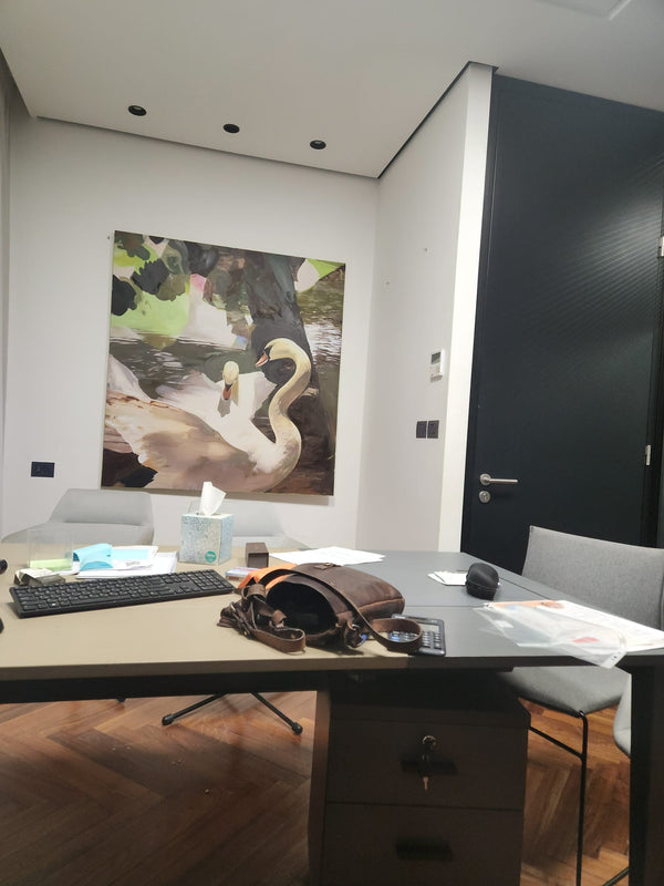 Love how this swan print transformed my home office! So elegant and calming